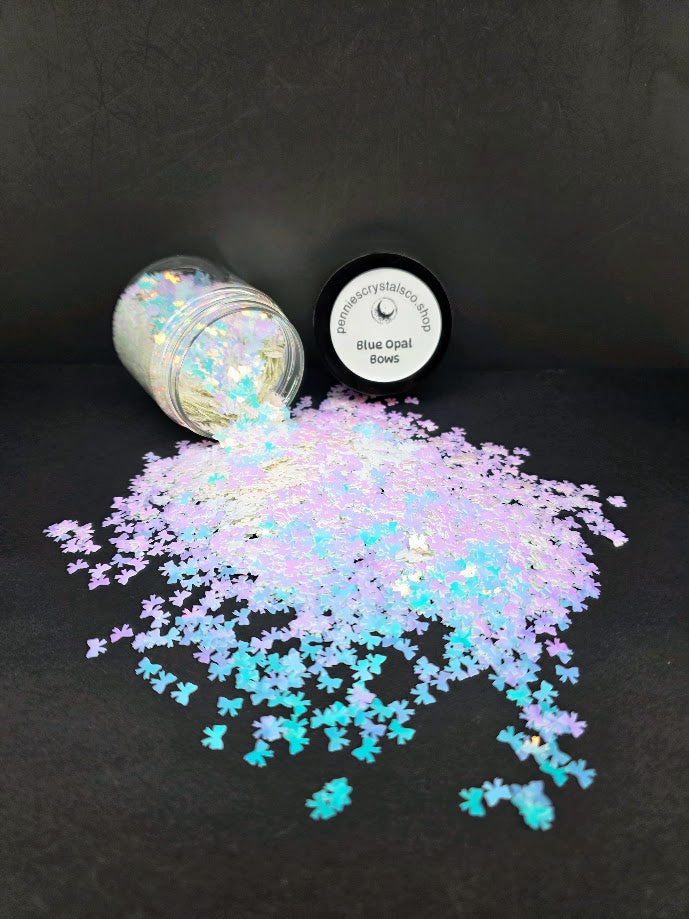 Blue Opal Bows Shaped Glitter