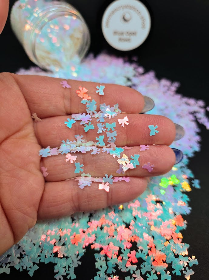 Blue Opal Bows Shaped Glitter
