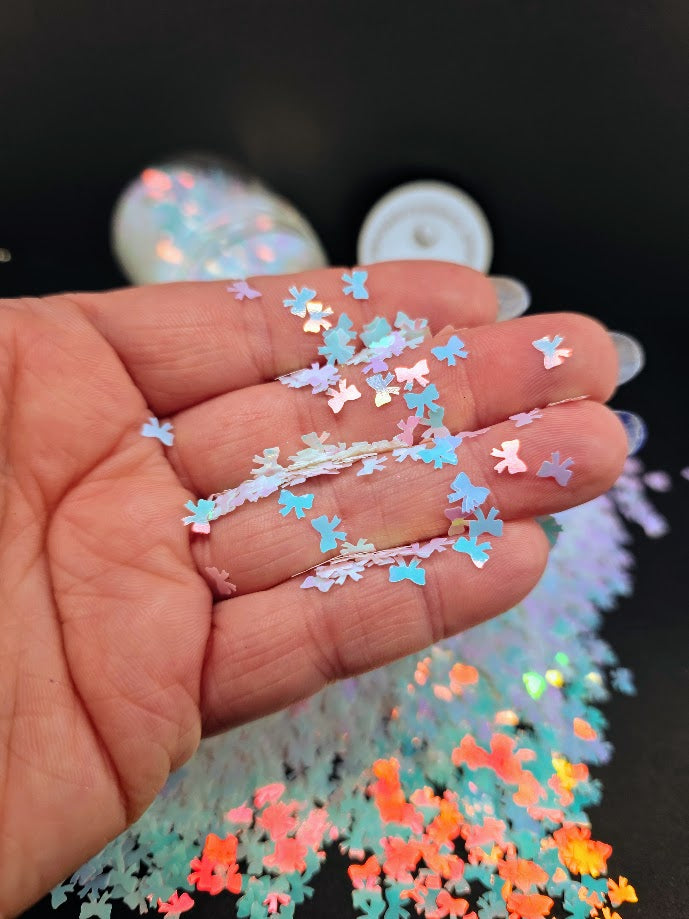 Blue Opal Bows Shaped Glitter