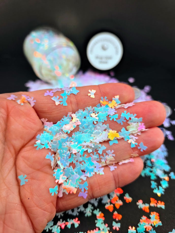 Blue Opal Bows Shaped Glitter