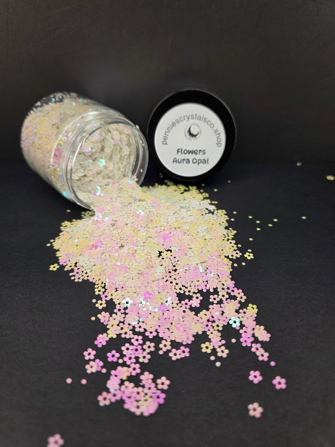 Aura Opal Flowers Shaped Glitter