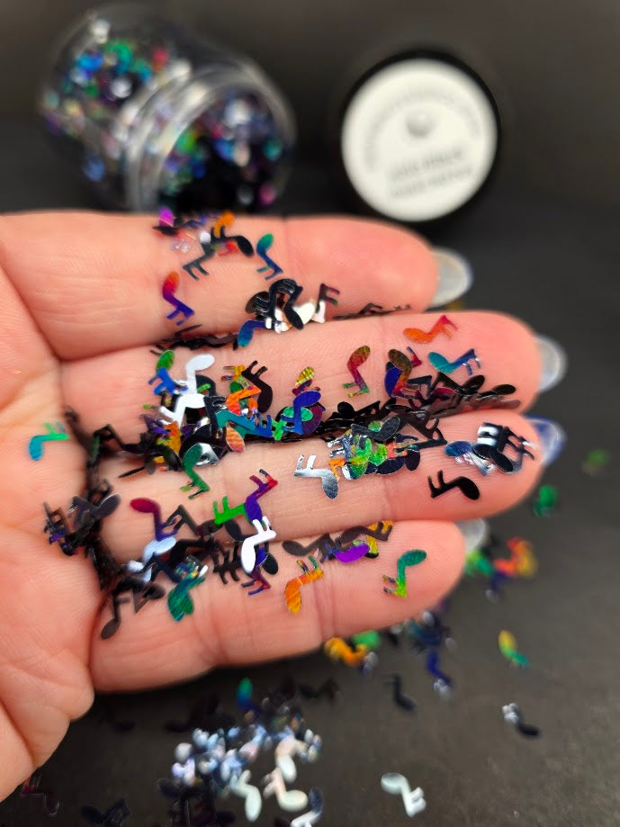 Black Music Notes Shaped Glitter - Holographic