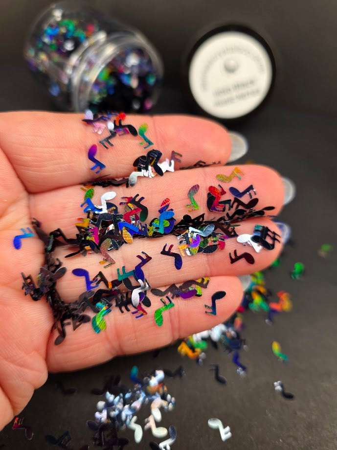 Black Music Notes Shaped Glitter - Holographic