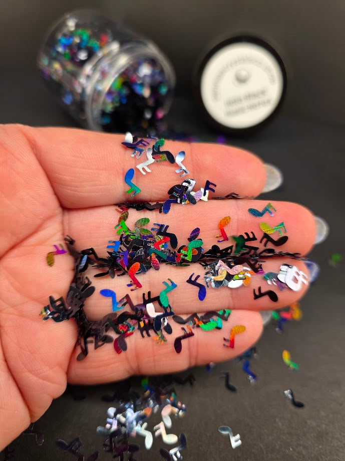 Black Music Notes Shaped Glitter - Holographic