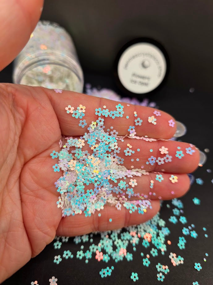 Ice Opal Flowers Shaped Glitter