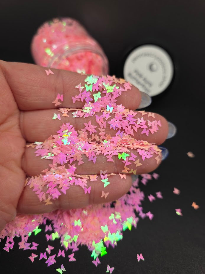 Pink Aura Butterfly Shaped Glitter - Iridescent