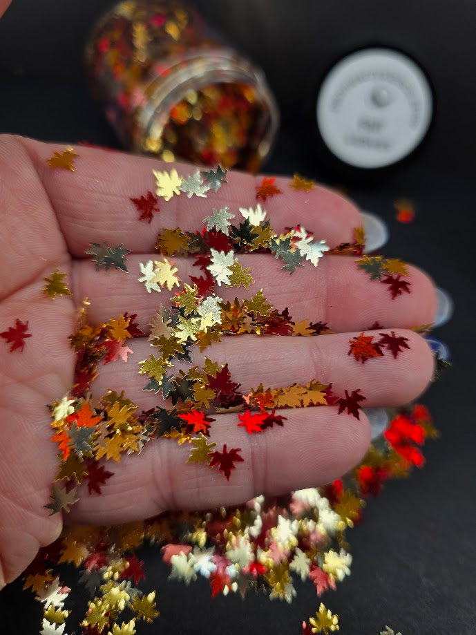 Fall Leaves Shaped Glitter Mix | Metallic