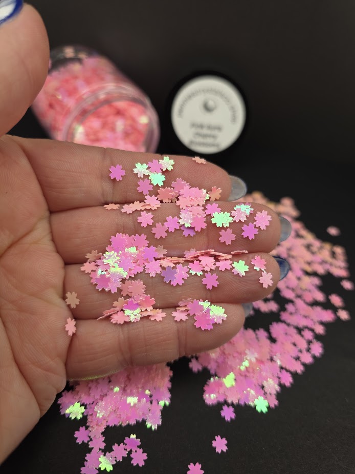 Pink Aura Cherry Blossoms Shaped Glitter