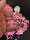 Pink Aura Cherry Blossoms Shaped Glitter