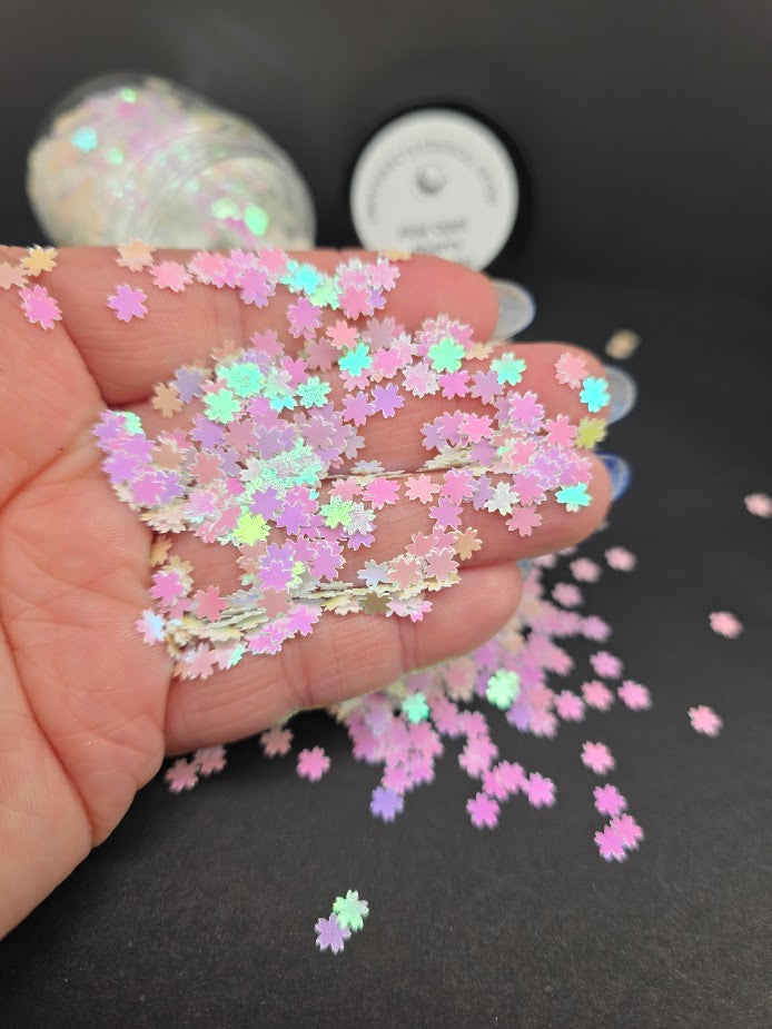 Pink Opal Cherry Blossoms Shaped Glitter