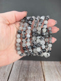 Natural Black Tourmaline in Quartz 8mm Stretch Bracelet