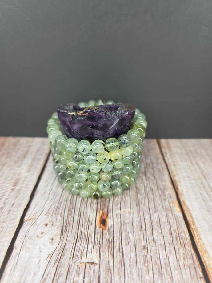 Natural Prehnite with Epidote 8mm Stretch Bracelet