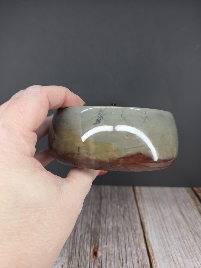 Natural Picture Jasper Bowl with Lid