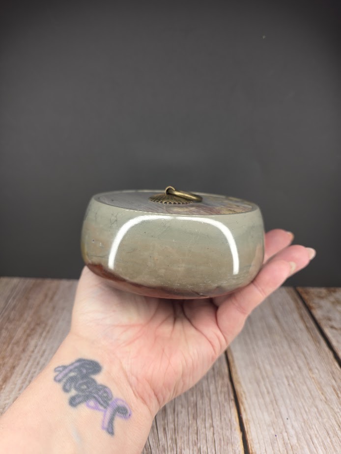 Natural Picture Jasper Bowl with Lid