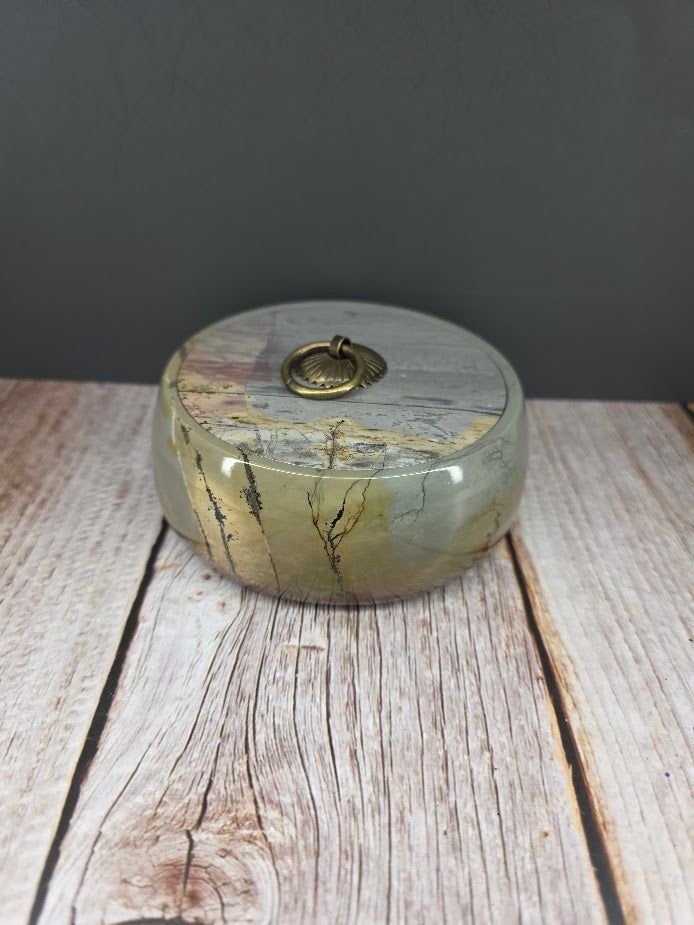 Natural Picture Jasper Bowl with Lid