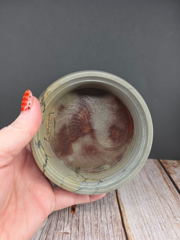 Natural Picture Jasper Bowl with Lid