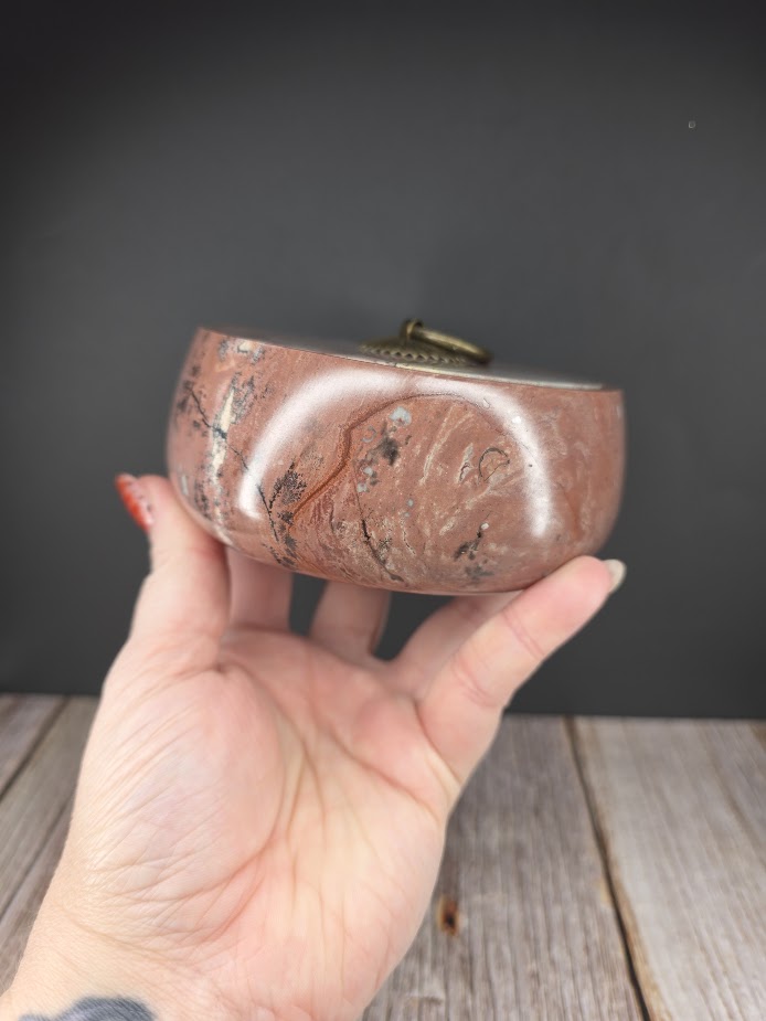 Natural Picture Jasper Bowl with Lid