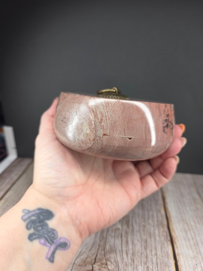 Natural Picture Jasper Bowl with Lid