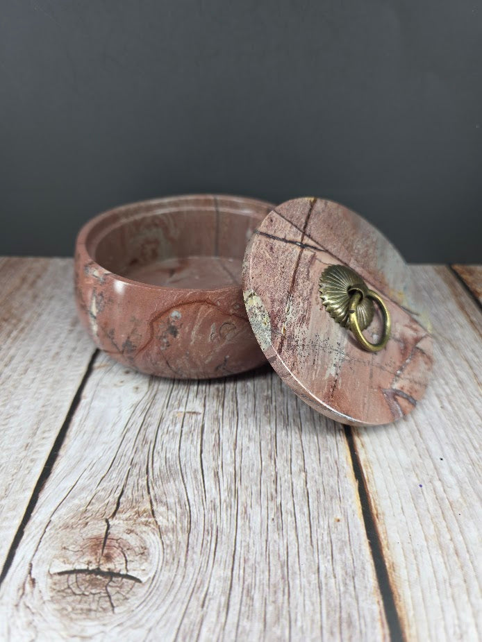 Natural Picture Jasper Bowl with Lid