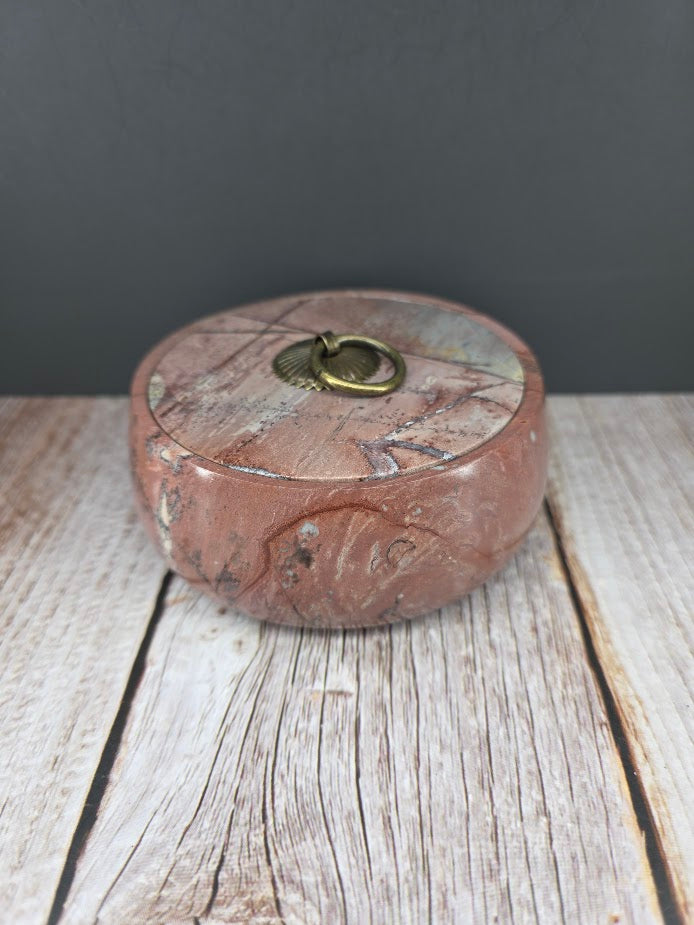 Natural Picture Jasper Bowl with Lid