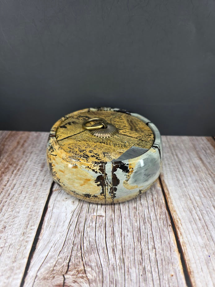 Natural Picture Jasper Bowl with Lid