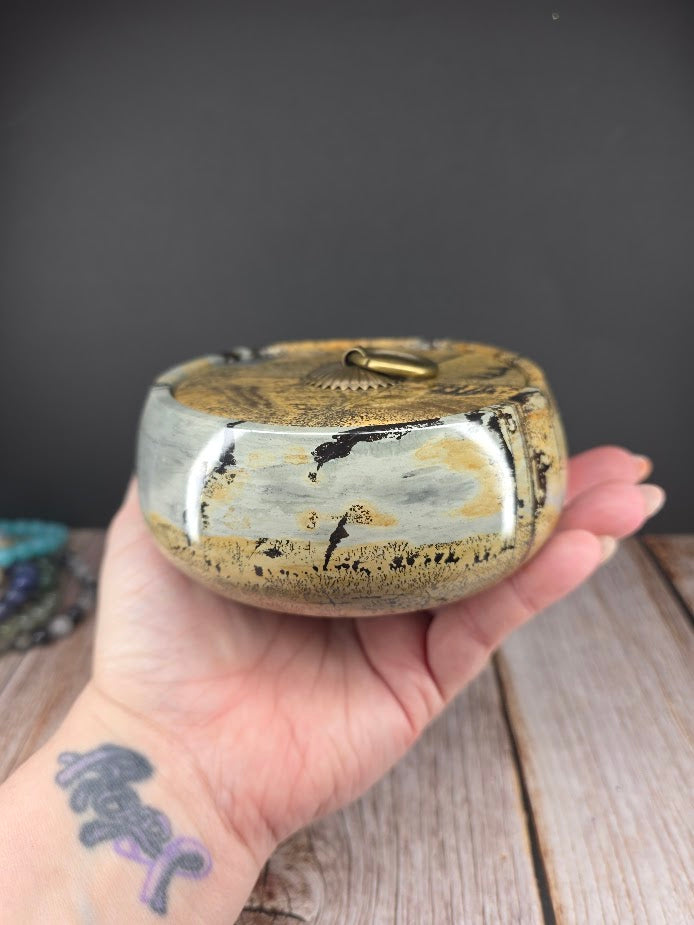 Natural Picture Jasper Bowl with Lid