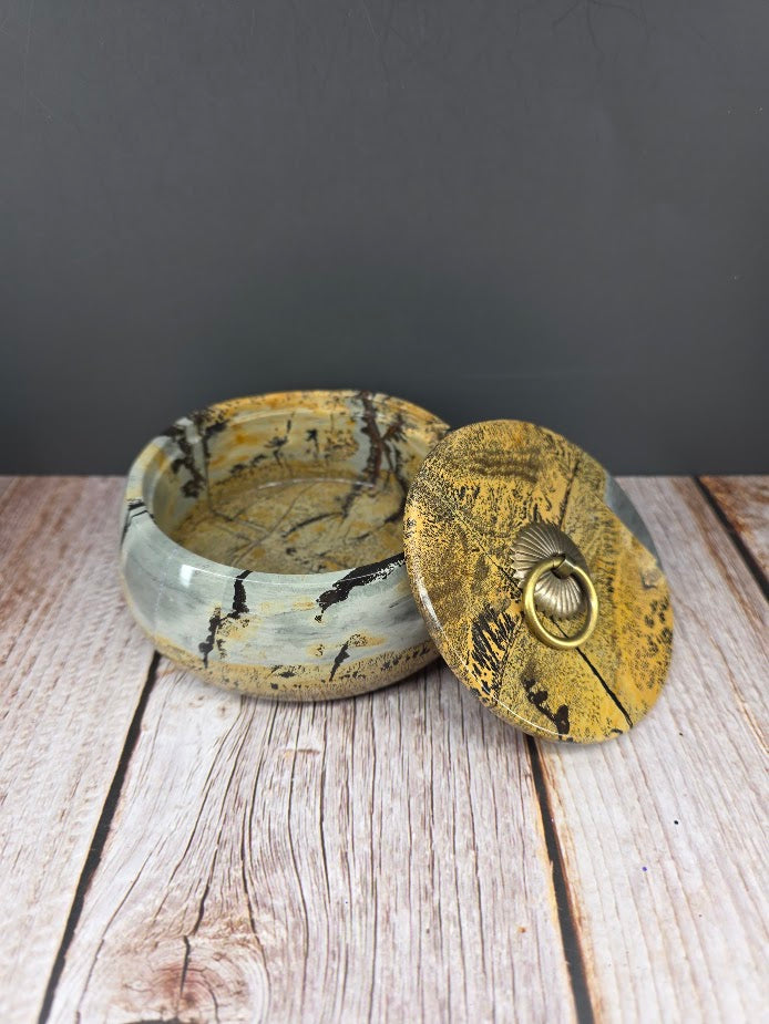 Natural Picture Jasper Bowl with Lid