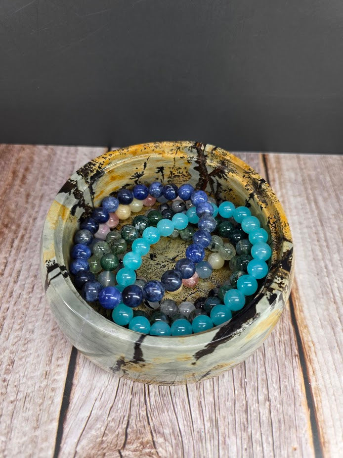 Natural Picture Jasper Bowl with Lid