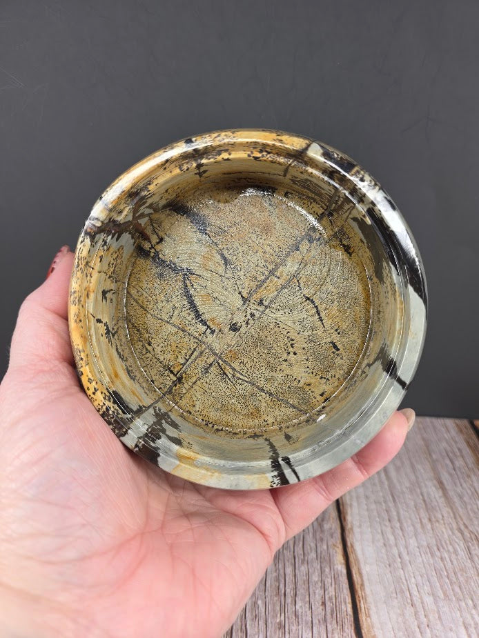 Natural Picture Jasper Bowl with Lid