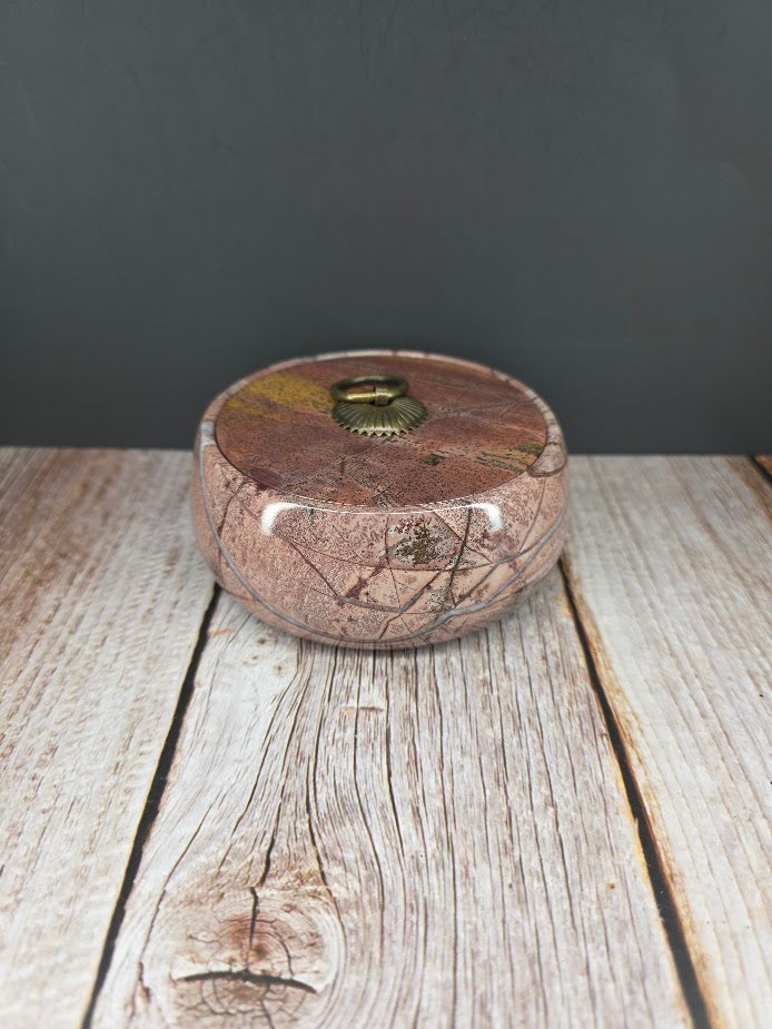 Natural Picture Jasper Bowl with Lid