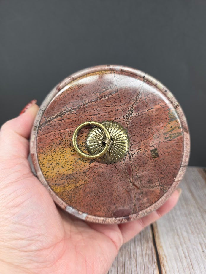 Natural Picture Jasper Bowl with Lid