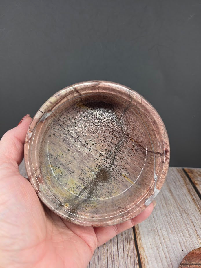 Natural Picture Jasper Bowl with Lid