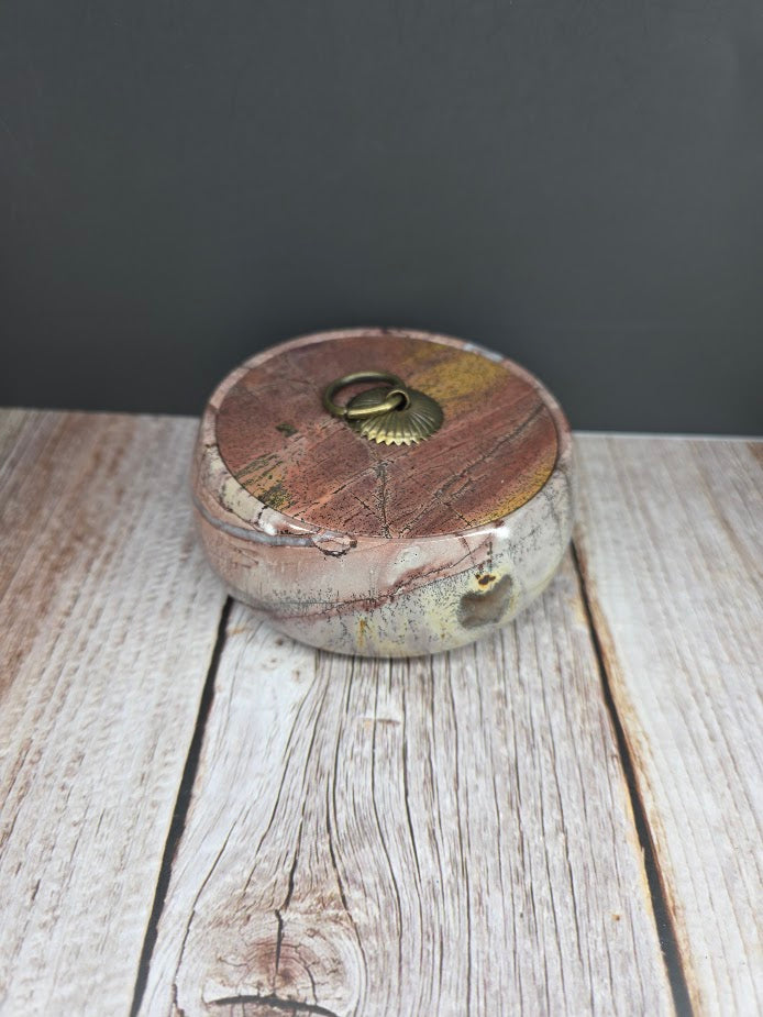 Natural Picture Jasper Bowl with Lid
