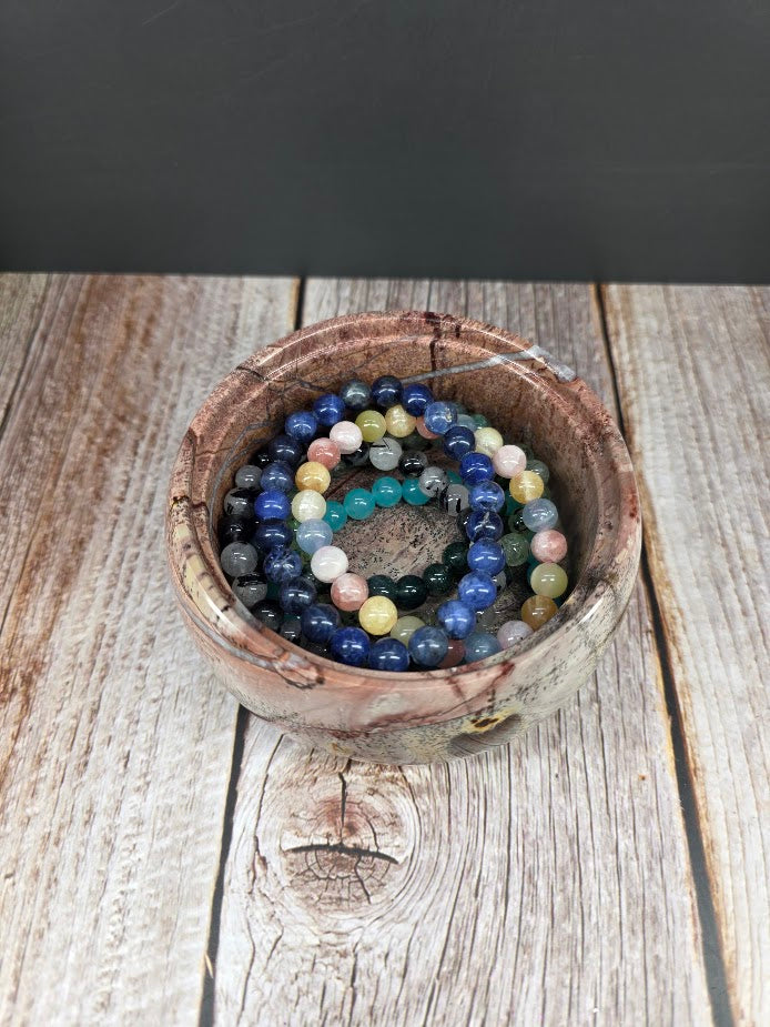 Natural Picture Jasper Bowl with Lid