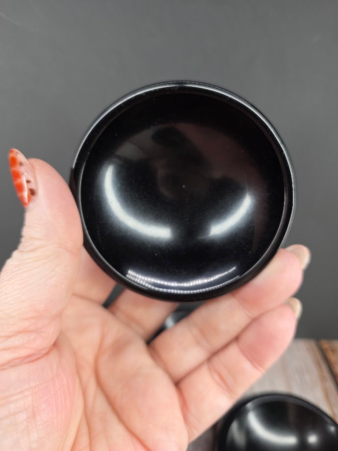 Mini Hand Carved Black Obsidian Bowl - Trinket Dish