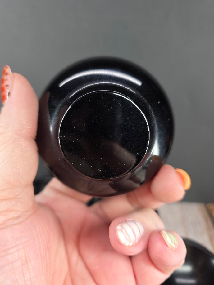 Mini Hand Carved Black Obsidian Bowl - Trinket Dish