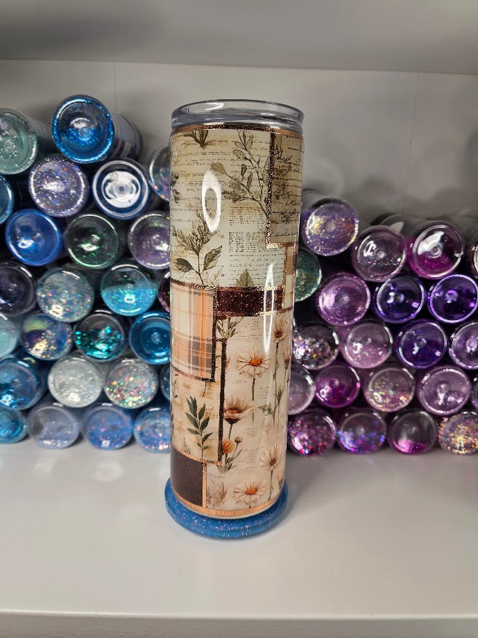 Warm Fall Days Patchwork | 30oz Skinny Stainless Steel Epoxy Tumbler - Fall