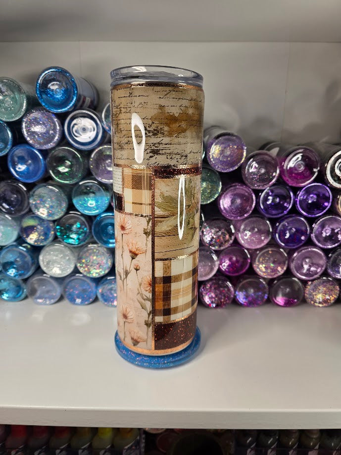 Warm Fall Days Patchwork | 30oz Skinny Stainless Steel Epoxy Tumbler - Fall