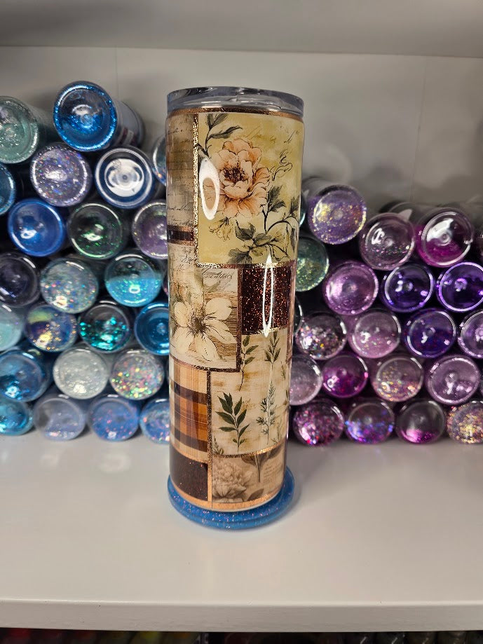 Warm Fall Days Patchwork | 30oz Skinny Stainless Steel Epoxy Tumbler - Fall