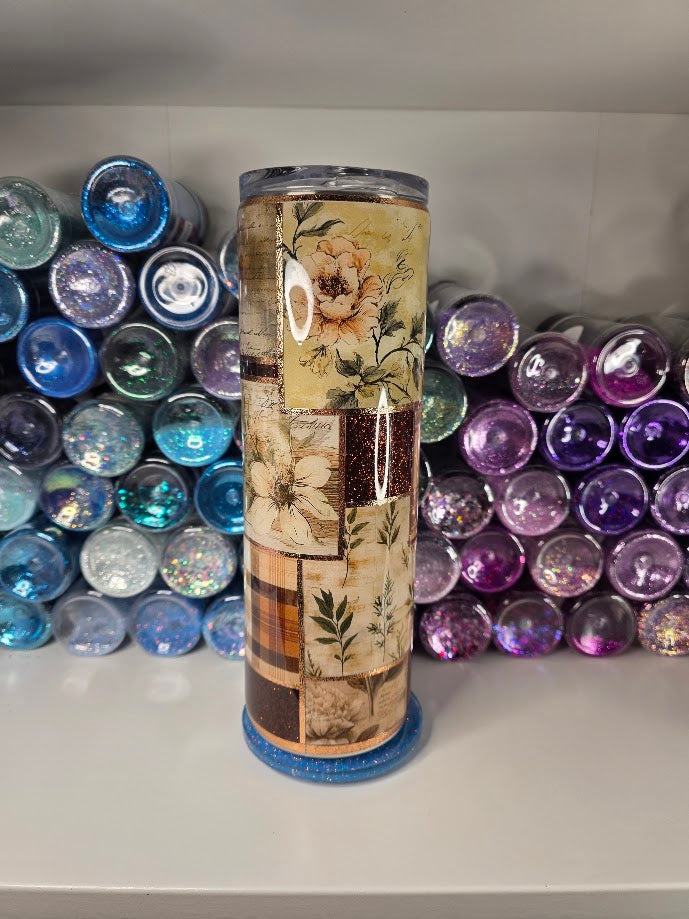Warm Fall Days Patchwork | 30oz Skinny Stainless Steel Epoxy Tumbler - Fall