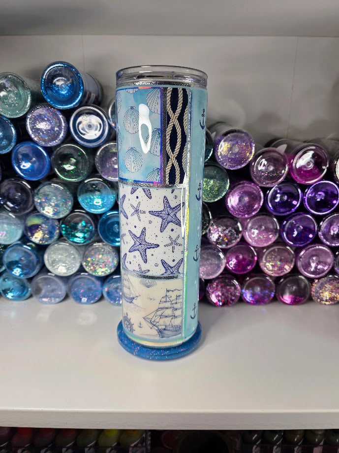 Blue Nautical | 30oz Skinny Stainless Steel Epoxy Tumbler
