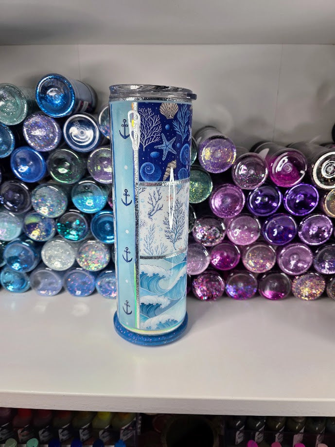 Blue Nautical | 30oz Skinny Stainless Steel Epoxy Tumbler