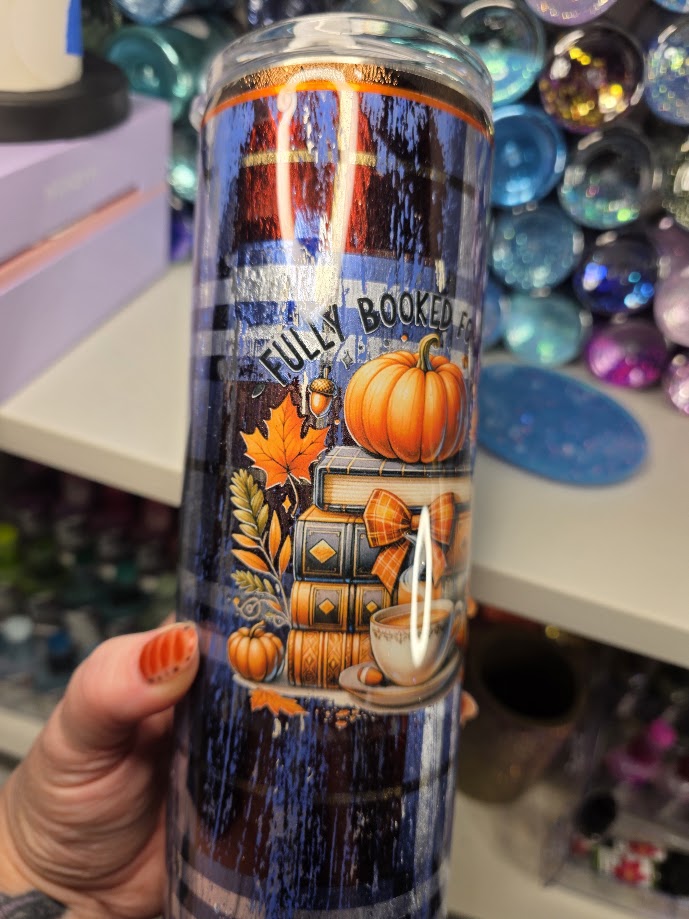 Fully Booked For Fall | 30oz Skinny Stainless Steel Epoxy Tumbler - Fall Theme