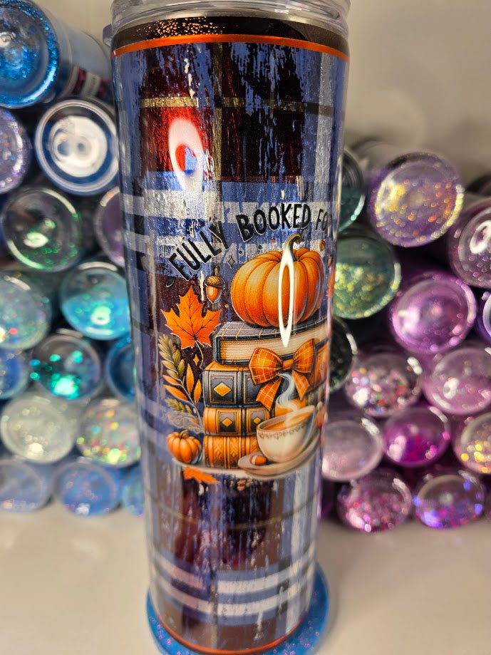 Fully Booked For Fall | 30oz Skinny Stainless Steel Epoxy Tumbler - Fall Theme