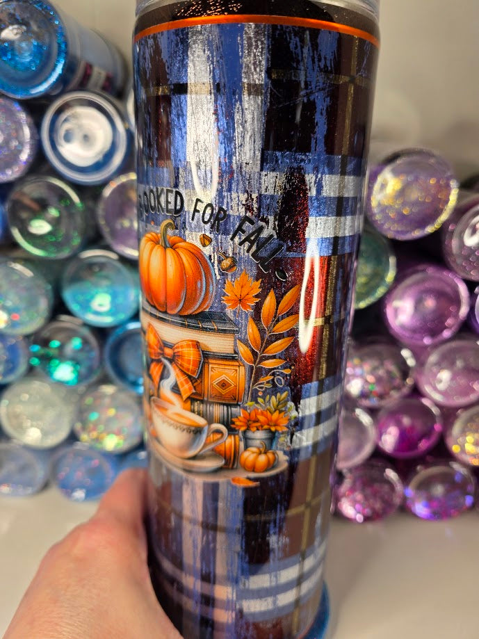 Fully Booked For Fall | 30oz Skinny Stainless Steel Epoxy Tumbler - Fall Theme