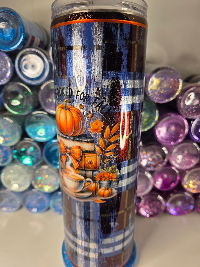 Fully Booked For Fall | 30oz Skinny Stainless Steel Epoxy Tumbler - Fall Theme