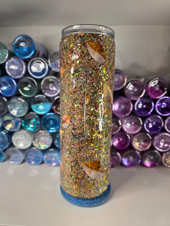Golden Leaves | 30oz Skinny Stainless Steel Epoxy Tumbler with Handle - Imperfect