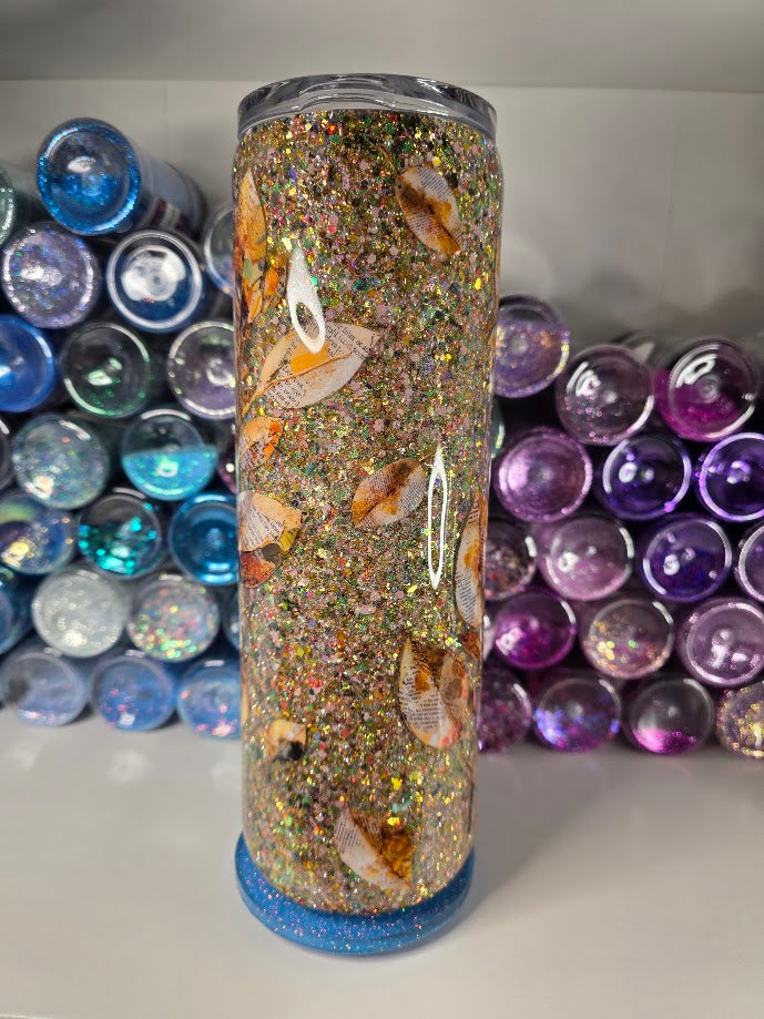 Golden Leaves | 30oz Skinny Stainless Steel Epoxy Tumbler with Handle - Imperfect