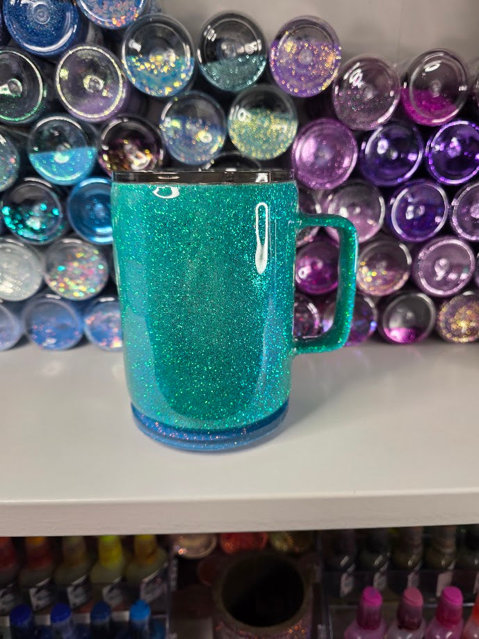 Teal & Orange Pumpkins | 10oz Coffee Cup Stainless Steel Epoxy Mug - Fall Theme