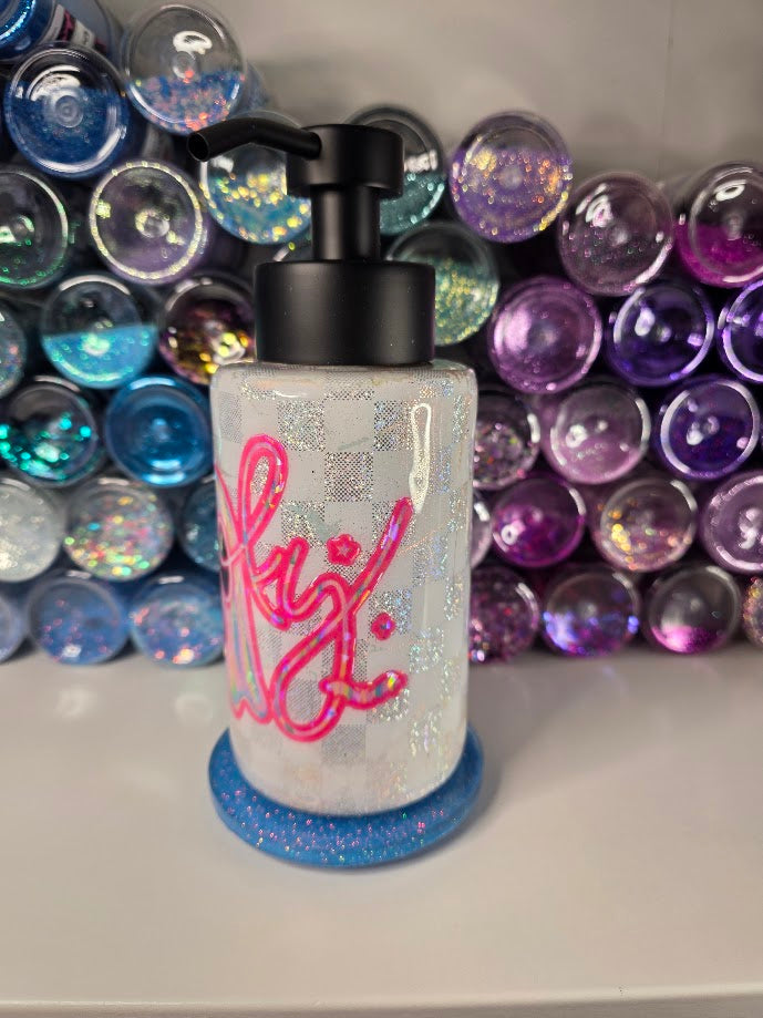 Holographic Spooky Pink Ghost Distressed Soap Dispenser - Halloween